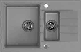 Chiuveta compozit incastrata Quadron Pop Peter 156 gri 78x50 cm