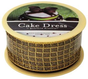 Bandă decorativă textilă Cake Dress, pentru torturi și prăjituri, 4.5cm x 10m, Gold, maron