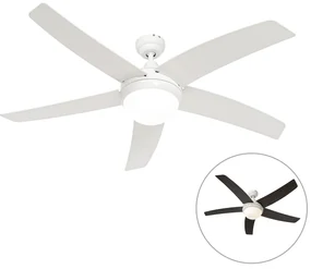 Ventilator inteligent de tavan alb cu imprimeu de lemn 132cm incl. LED Dimmabil cu telecomandă - Cool