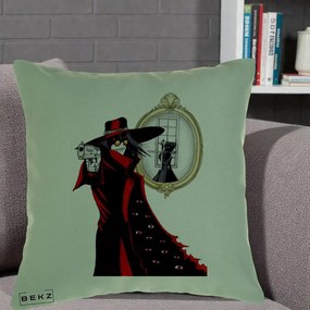 Perna Personalizata Hellsing Alucard cu Pistoale, 40x40 cm, Verde, Husa Detasabila, Perna Inclusa, BEKZ®