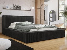 Pat matrimonial 140 cm Gretty S (Negru) (cu somieră) (cu sp. depozitare). Promo -17%. 1104133