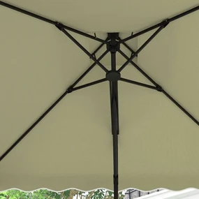 Outsunny Umbrelă Suspendată cu Copertină Dublă, Deschidere cu Manivelă, Bază în Cruce şi Falduri, 2.5x2.5 m, Bej | Aosom Romania