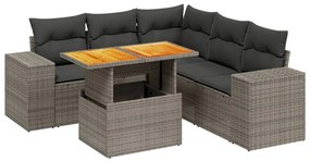 3272635 vidaXL Set mobilier grădină cu perne, 6 piese, gri, poliratan