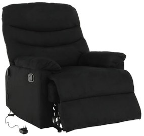 Fotoliu reglabil masaj, material textil catifea negru, LAMBERT