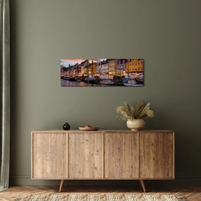 Tablou - Nyhavn, Copenhaga (cu ceas) (90x30 cm)
