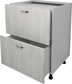 Corp Baza Lecce, 2 Sertare, Pin Alb/Alb, 60 x 50 x 80 cm