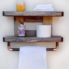 Suport prosoape baie din lemn,raft,serie wood, Homs 50 x 30 x 14 cm, 700023