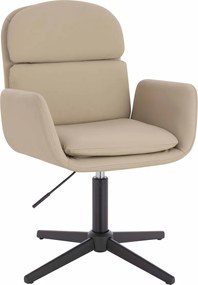 HR480CROSS Scaun Crem Piele Ecologica Premium Soft cu Bază Neagră