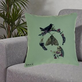 Perna Decorativa Gothic Wreath Corb Moliu Craniu, 40x40 cm, Verde, Husa Detasabila, Perna Inclusa, BEKZ®