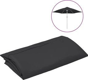 vidaXL Pânză de schimb umbrelă de soare de exterior, negru, 300 cm