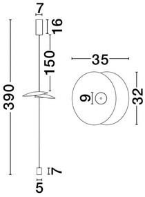 Lampadar LED suspendat de tavan OLEA, H-390cm