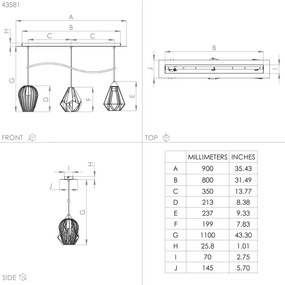 Lustră pe cablu DISTAFF 3xE27/40W/230V Eglo 43581