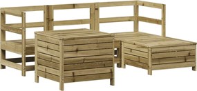 vidaXL Set canapea de grădină, 5 piese, lemn de pin tratat