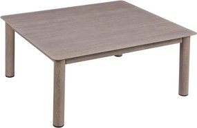 Set lounge exterior premium din aluminiu cu finisaj lemn, canapea, 2 fotolii și măsuță cu perne din olefină, „Cortina”