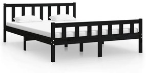 810688 vidaXL Cadru de pat King Size, negru, 150x200 cm, lemn masiv