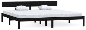 Cadru de pat UK Super King, negru, 180x200 cm lemn masiv pin Negru, 180 x 200 cm