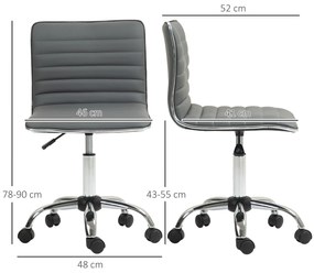 HOMCOM Scaun Ergonomic de Birou cu Înălțime Reglabilă, Șezut Pivotant și 5 Rotile, 48x52x78-90 cm, Gri Închis | Aosom Romania