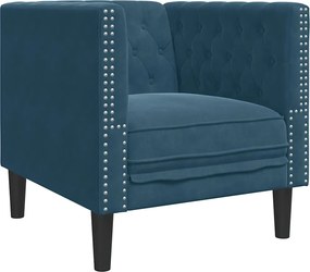 vidaXL Fotoliu Chesterfield, albastru, catifea