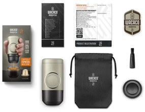 Espressor manual portabil Wacaco Minipresso NS2, 80 ml, Fara incarcare sau baterii, Capsule Nespresso, Gri/Negru