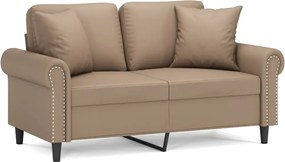 vidaXL Canapea cu 2 locuri cu pernuțe, cappuccino, 120 cm, piele eco.
