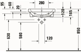 Duravit 24035500002 - Lavoar încastrat D-CODE 55 x 45,5 cm, ceramică, alb lucios