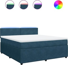 vidaXL Pat box spring cu saltea, albastru, 180x200 cm, catifea