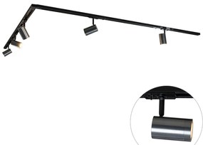Sistem modern de iluminat pe șine cu 5 spoturi din metal gri antracit monofazat - Iconic Jeana