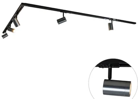 Sistem modern de iluminat pe șine cu 5 spoturi din metal gri antracit monofazat - Iconic Jeana