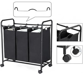 Cos De Rufe Cu Roti, Negru, 77 x 41 x 81.5 cm