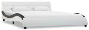 285680 vidaXL Cadru de pat cu LED, alb și negru, 120x200 cm, piele ecologică