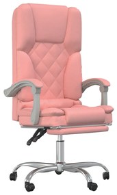 vidaXL Fotoliu de birou rabatabil cu masaj, roz, piele ecologică