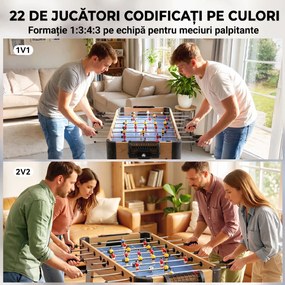 SPORTNOW Fotbal de Masă: Mini Masă de 89 cm, 2 Indicatoare Manuale de Scor, Mov | Aosom Romania