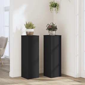vidaXL Suporturi de plante, 2 buc., negru, 25x25x80 cm, lemn prelucrat