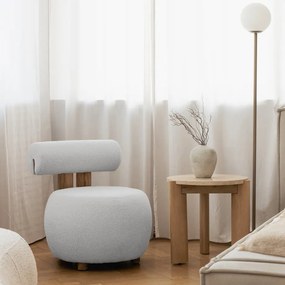 Fotoliu design alb HANNA, stejar