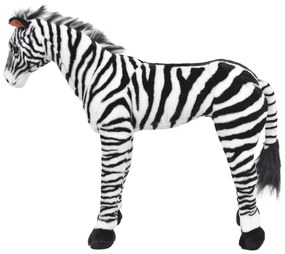 Zebra de jucarie din plus in picioare, alb si negru, XXL
