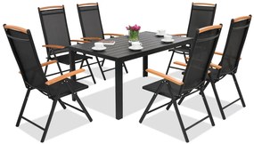 Mobilier din aluminiu pentru grădină polywood Verona Wood pentru 6 persoane Garden Point negru