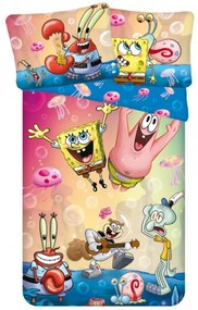 Lenjerie de pat pentru copii din microfibrA SPONGEBOB PARTY colorata Dimensiune lenjerie de pat: 70 x 90 cm | 140 x 200 cm