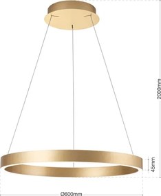 Orion - Lustru LED dimmabil suspendat pe cablu KOLK, LED/60W/230V, 2700/3000/4000K, diam. 60 cm, auriu