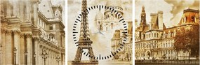 Tablou - Monumente din Paris (cu ceas) (90x30 cm)
