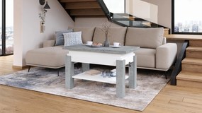 Mazzoni BRAWO Beton Millennium/Alb - MĂSUȚĂ DE CAFEA CU BLAT EXTENSIBIL ȘI RIDICABIL MASĂ CU RAFT