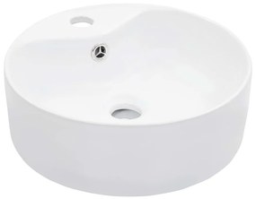 vidaXL Chiuvetă cu preaplin, alb, 36x13 cm, ceramică