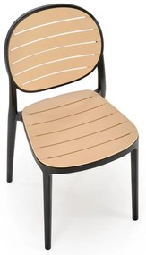 Scaun plastic K529 negru/natur