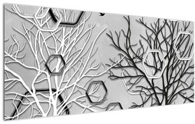 Tablou abstract cu pomi (120x50 cm)