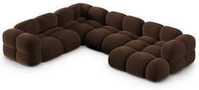 Colțar maro închis cu tapițerie din catifea (cu colț pe partea stângă/în formă de "U") Loretto – Cosmopolitan Design