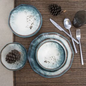 Set de masă din porțelan, 24 piese, albastru