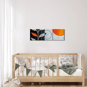 Tablou - Abstracție cu plantă și soare (cu ceas) (90x30 cm)