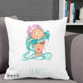 Perna Personalizata Zodie Rac, 40x40 cm, Alba Mata, Husa Detasabila, Perna Inclusa, BEKZ®