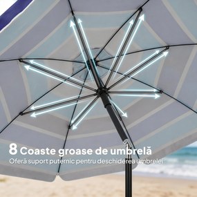 Outsunny Umbrelă de Plajă cu Măsuță și Suport pentru Pahare, din Metal și Poliester, Ø198x214 cm, Multicolor | Aosom Romania