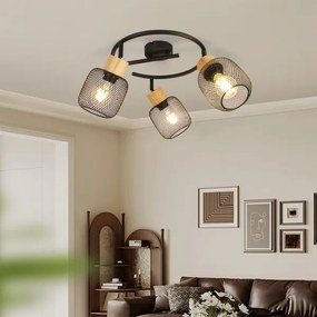 Brilagi - Spot BASKLITE 3xE27/15W/230V lemn de cauciuc/negru