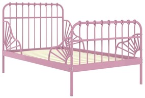 Cadru de pat extensibil, roz, metal, 80x130 200 cm Roz
